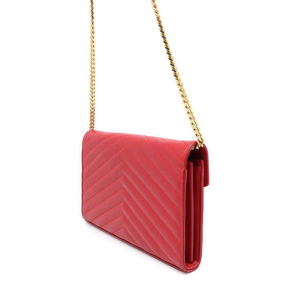 Saint Laurent Leather Wallet Chain Paris Monogram YSL